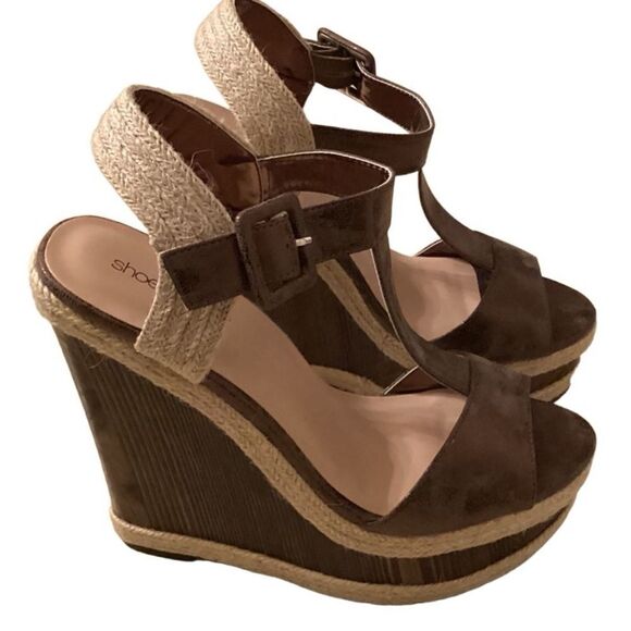Shoe Dazzle Hanni Platform Wedge Sandals Sz 10 - Picture 1 of 11